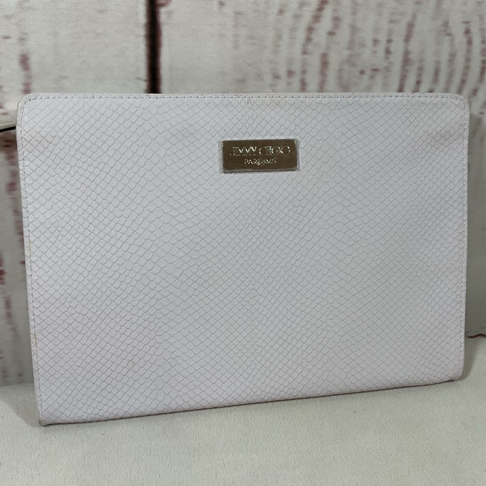 Jimmy Choo Parfums Makeup Cosmetics Bag Snakeskin Faux Leather Toiletry Clutch - Picture 2 of 8